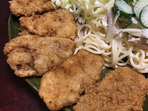 にんにく醤油の下味de一口トンカツ。